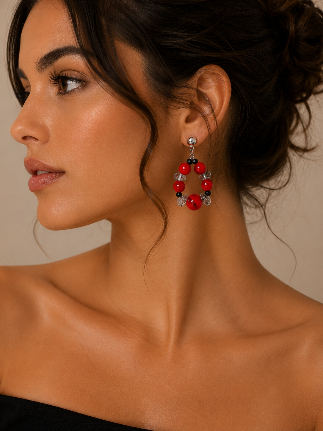 Boucle d'oreille Rouge Impérial