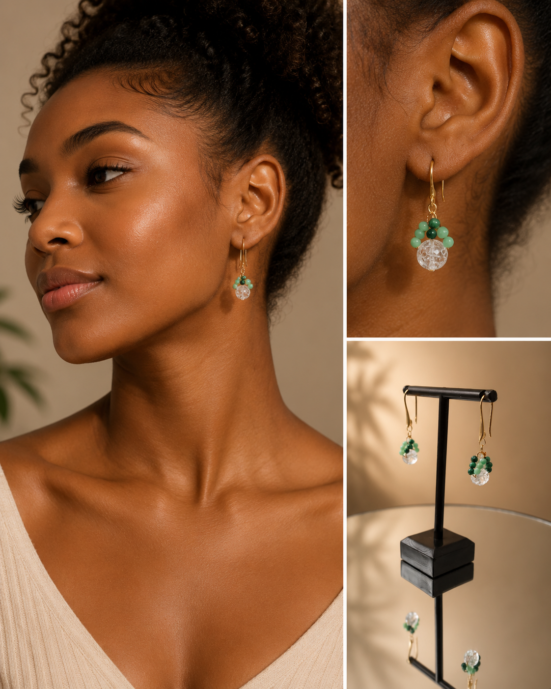 Boucle d'oreille Essence d'Émeraude